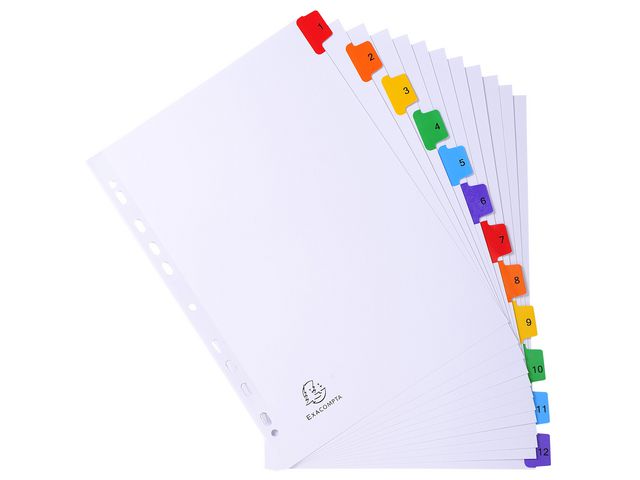 Kartongregister EXACOMPTA 1-12 multifärg